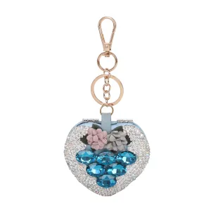 Brangio Sparkling Heart Keychain with a Floral Touch (6pcs mix colors)