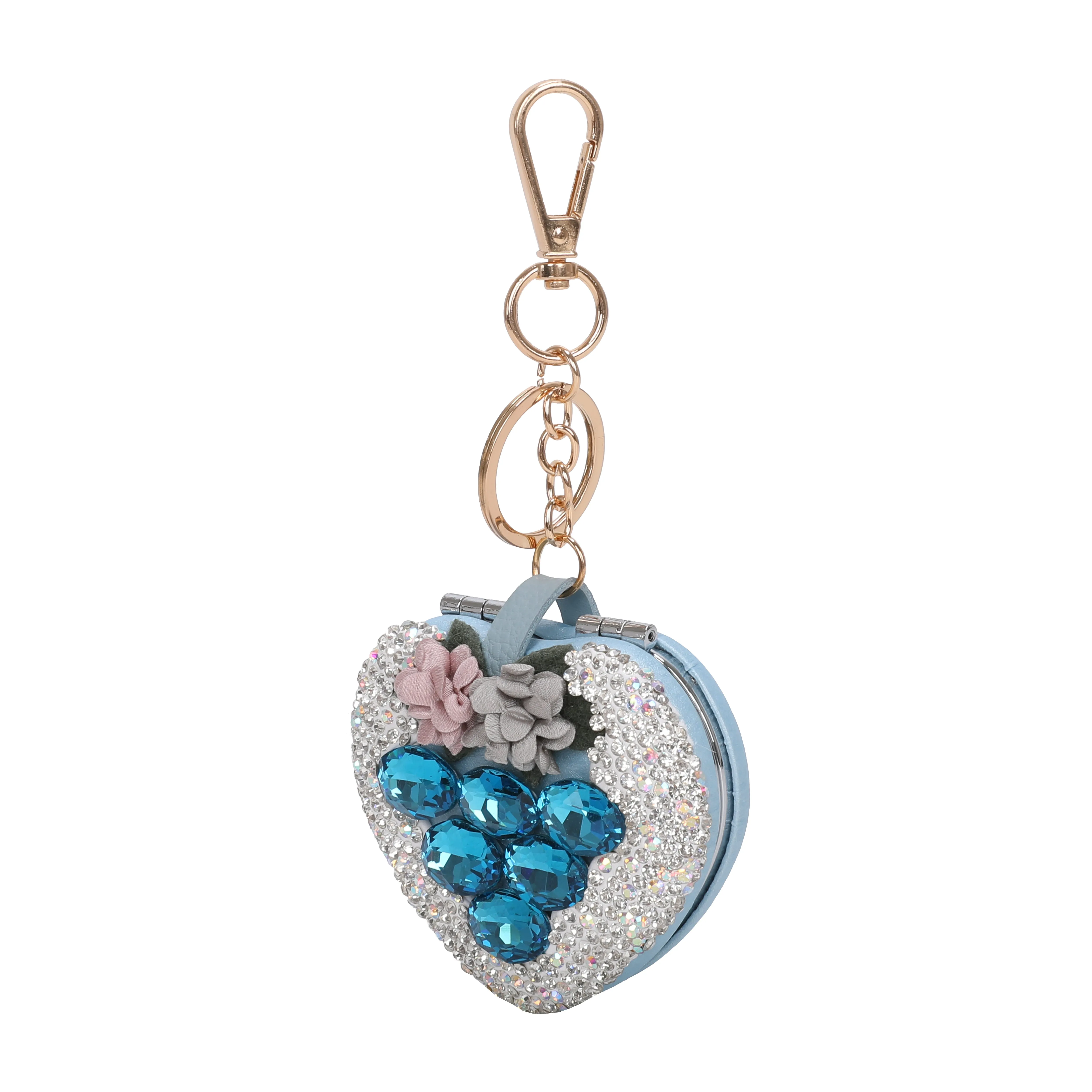 Brangio Sparkling Heart Keychain with a Floral Touch (6pcs mix colors)
