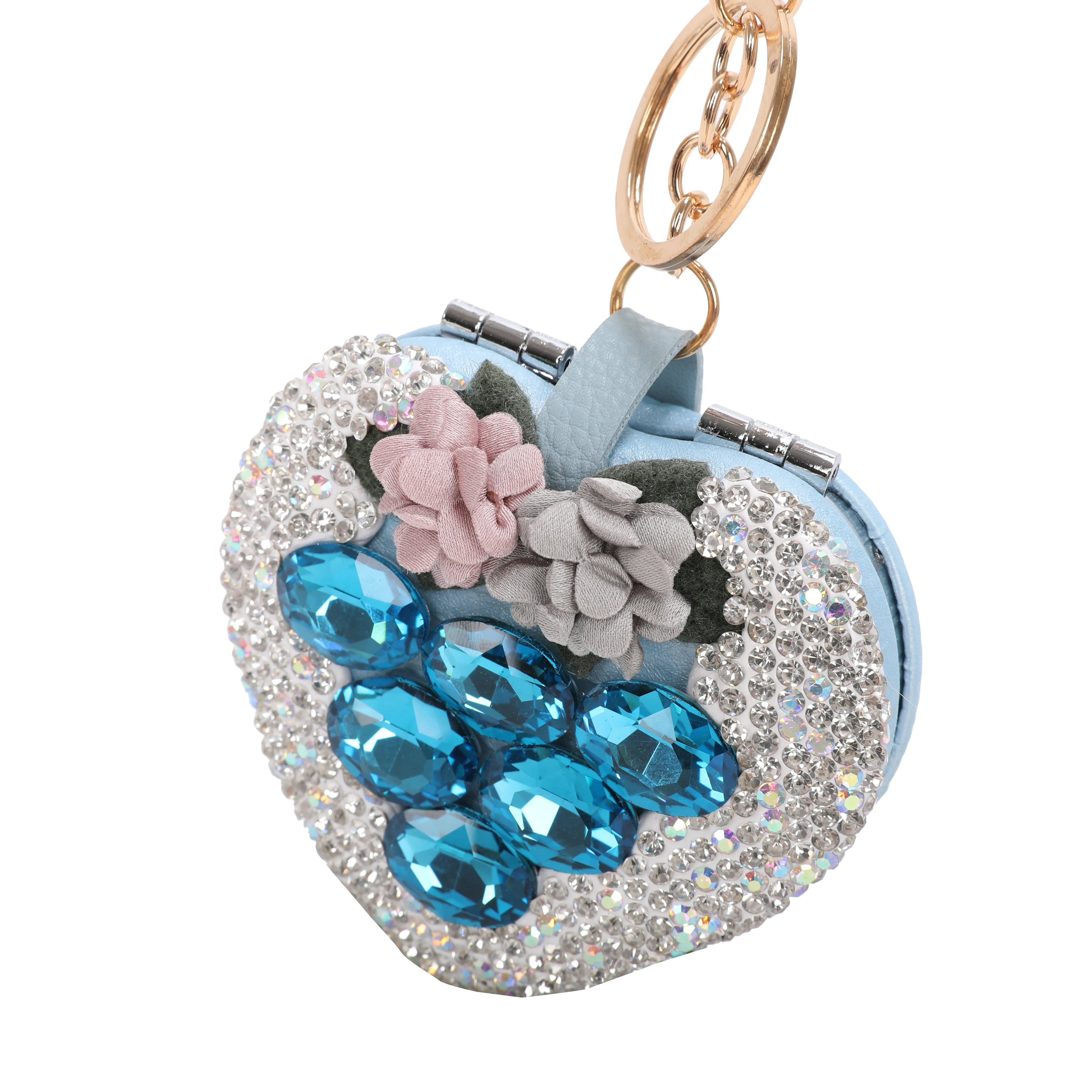 Brangio Sparkling Heart Keychain with a Floral Touch (6pcs mix colors)