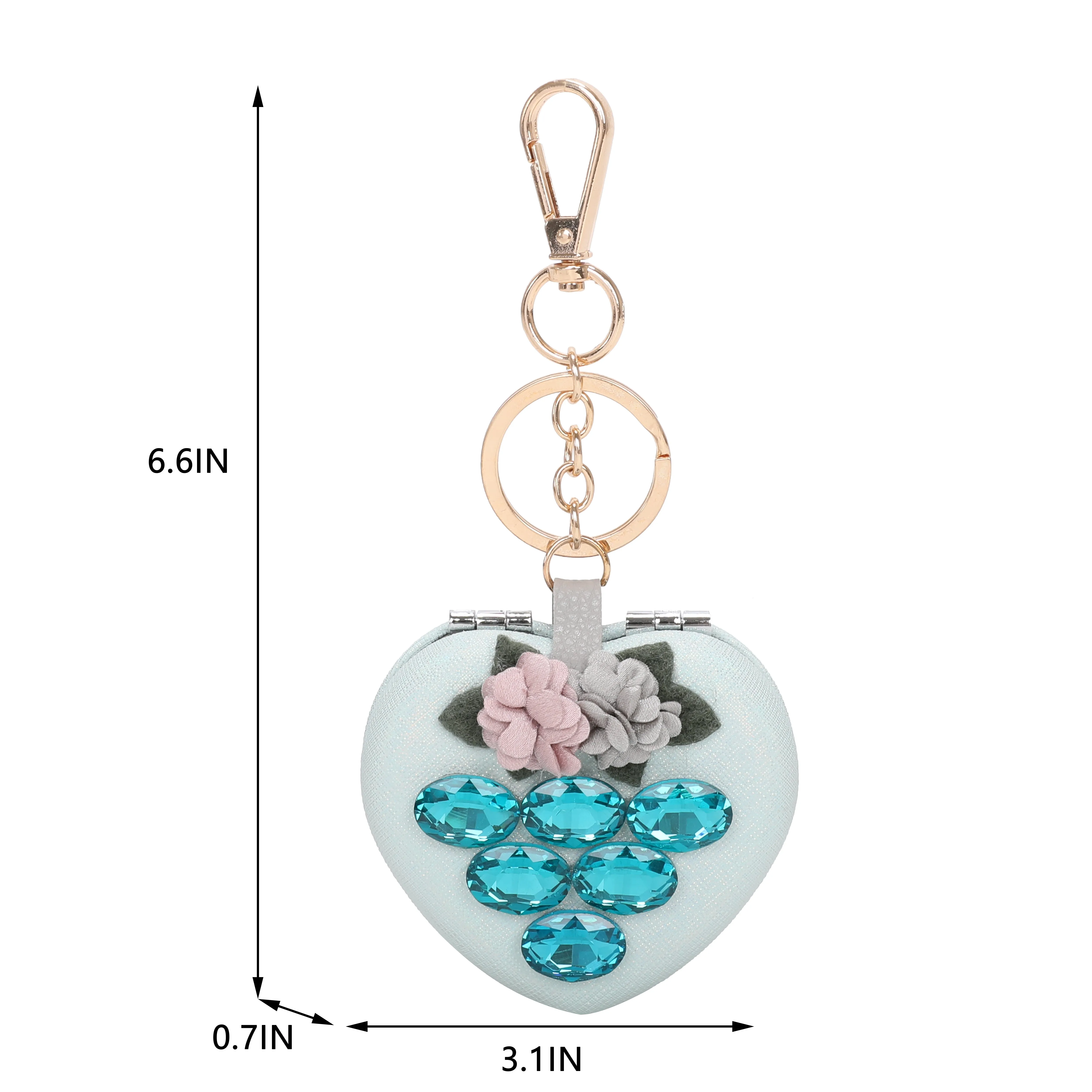 Brangio Sparkling Heart Keychain with a Floral Touch (6pcs mix colors)