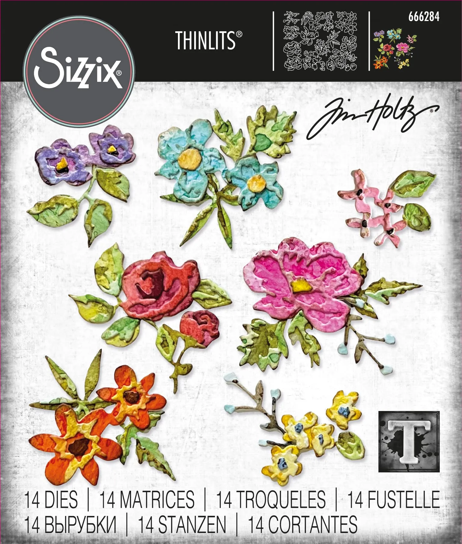Brushstroke Flowers Mini Die Set Tim Holtz 666284