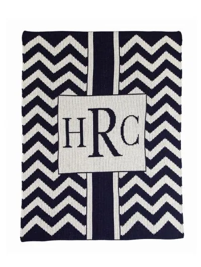 CHEVRON WITH MONOGRAM BOX BLANKET