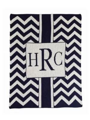 CHEVRON WITH MONOGRAM BOX STROLLER BLANKET