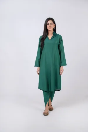 Clasasic Green Embroidered stitched 2 piece
