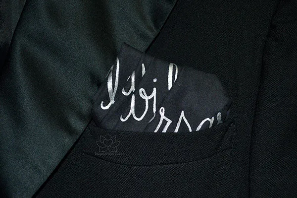 Custom 100% Classic Cotton Hand-painted Script Black Pocket Square - Made to Order