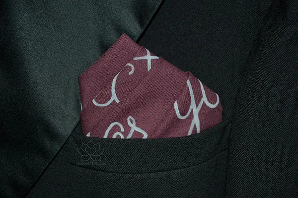 Custom 100% Classic Cotton Hand-painted Script Burgundy Pocket Square - Made to Order