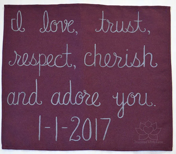 Custom 100% Classic Cotton Hand-painted Script Burgundy Pocket Square - Made to Order