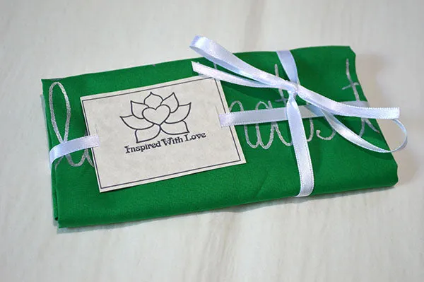 Custom 100% Classic Cotton Hand-painted Script Kelly Green Pocket Square - Made to Order