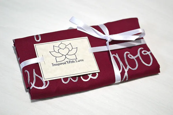 Custom 100% Classic Cotton Hand-painted Script Maroon Pocket Square - Made to Order