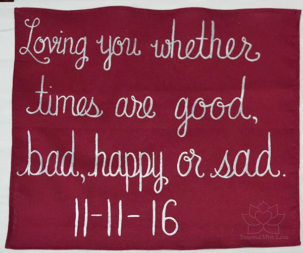 Custom 100% Classic Cotton Hand-painted Script Maroon Pocket Square - Made to Order