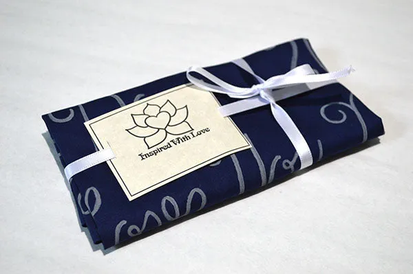 Custom 100% Classic Cotton Hand-painted Script Navy Pocket Square - Made to Order