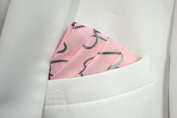 Custom 100% Classic Cotton Hand-painted Script Pink Pocket Square - Made to Order