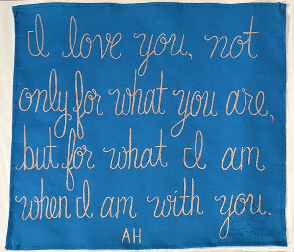 Custom 100% Classic Cotton Hand-painted Script Teal Pocket Square - Made to Order