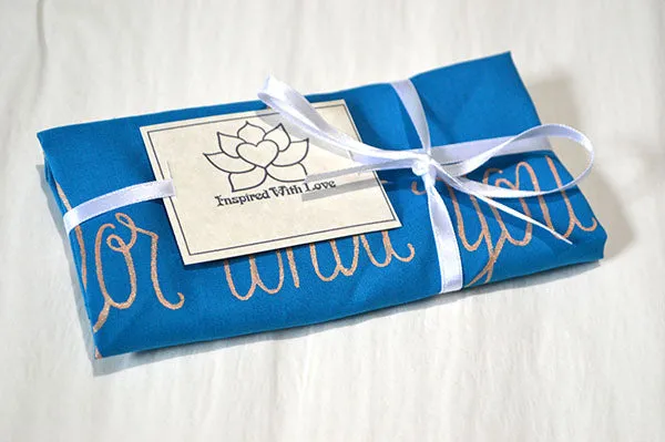 Custom 100% Classic Cotton Hand-painted Script Teal Pocket Square - Made to Order