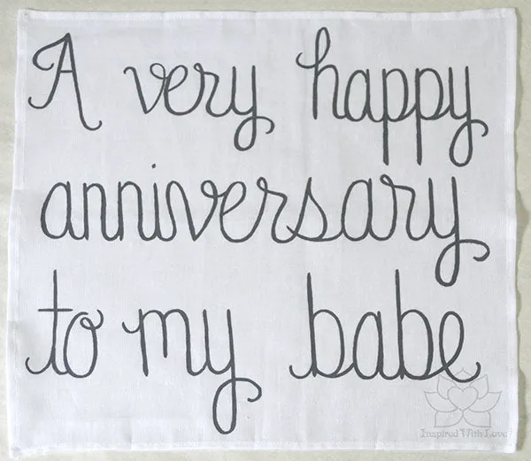Custom 100% Linen Hand-painted Script White Pocket Square - Made to Order