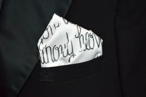 Custom 100% Luxury Premium Cotton Hand-painted Script White Pocket Square - Made to Order