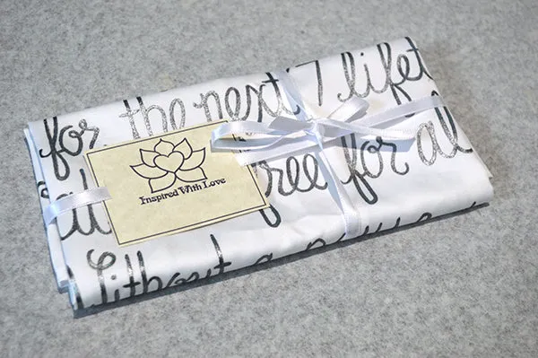 Custom 100% Luxury Premium Cotton Hand-painted Script White Pocket Square - Made to Order