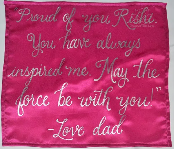 Custom 100% Silk Hand-painted Message Script Magenta Pocket Square - Made to Order