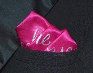 Custom 100% Silk Hand-painted Message Script Magenta Pocket Square - Made to Order