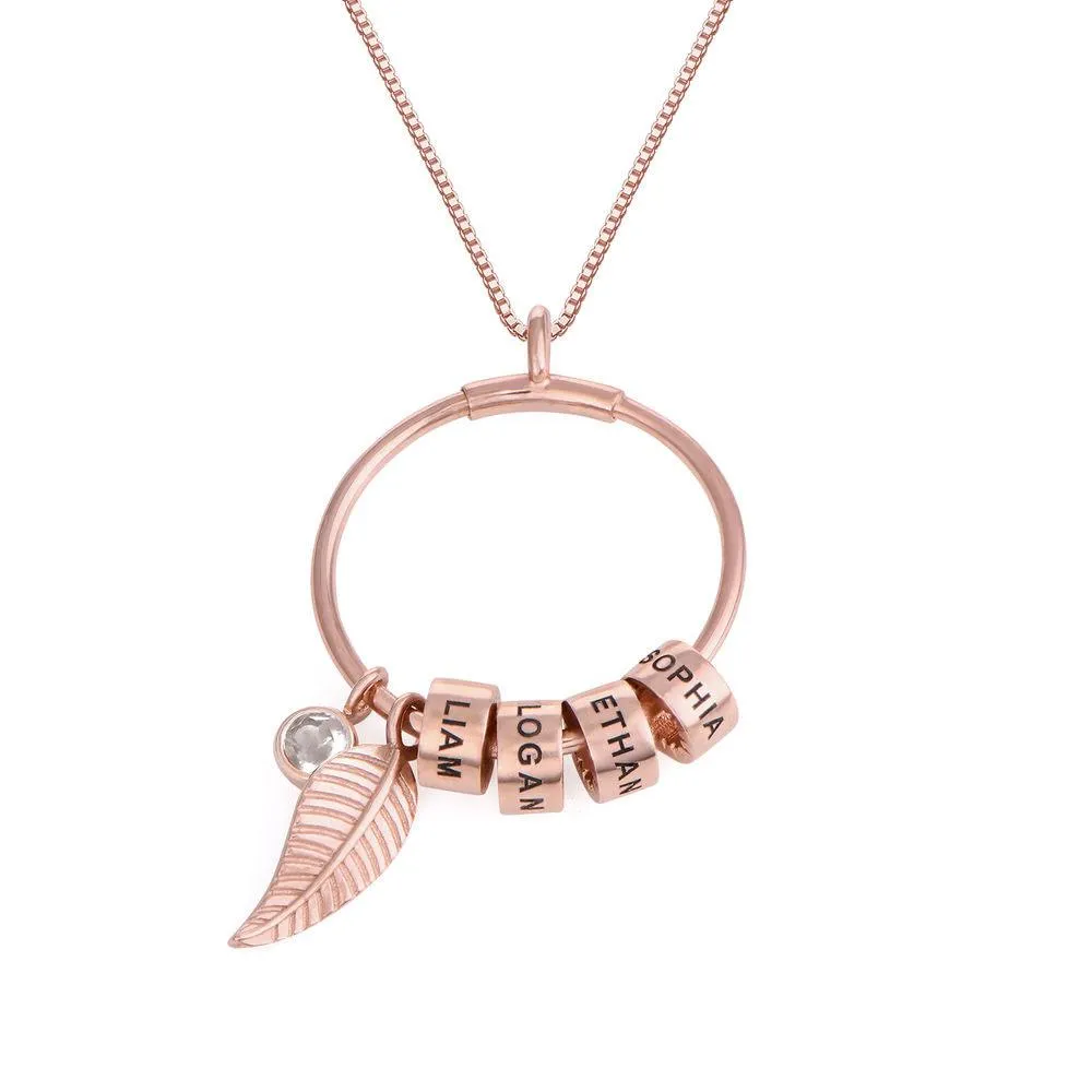 Custom Circle Pendant Necklace - 3 Custom Names & Birthstones