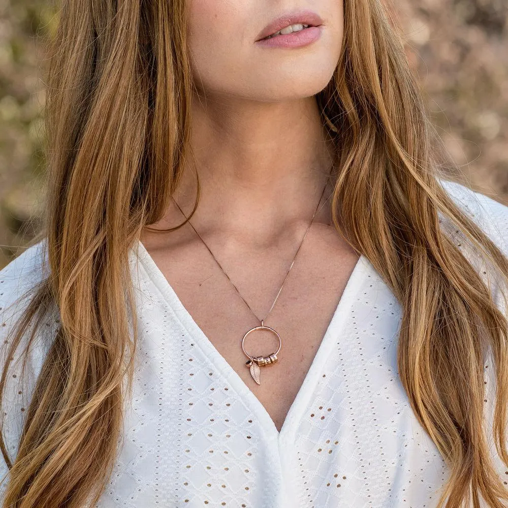 Custom Circle Pendant Necklace - 3 Custom Names & Birthstones