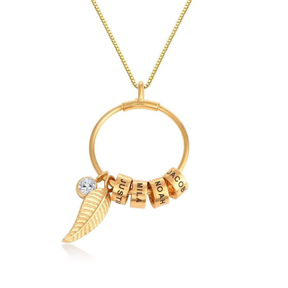 Custom Circle Pendant Necklace - 3 Custom Names & Birthstones