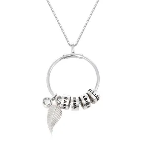 Custom Circle Pendant Necklace - 3 Custom Names & Birthstones