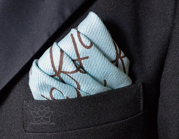 Custom Hand-painted Script Baby Blue Pocket Square - Made to Order
