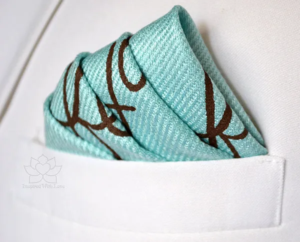 Custom Hand-painted Script Baby Blue Pocket Square - Made to Order