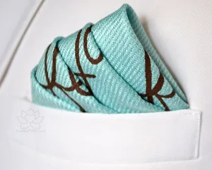 Custom Hand-painted Script Baby Blue Pocket Square - Made to Order