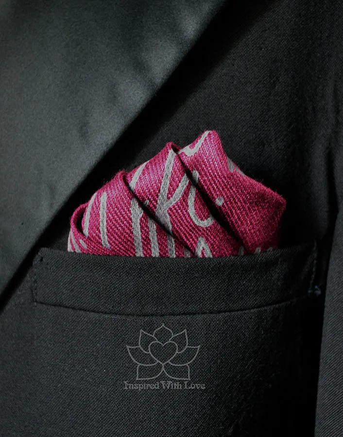 Custom Hand-painted Script Burgundy Pocket Square - Made to Order