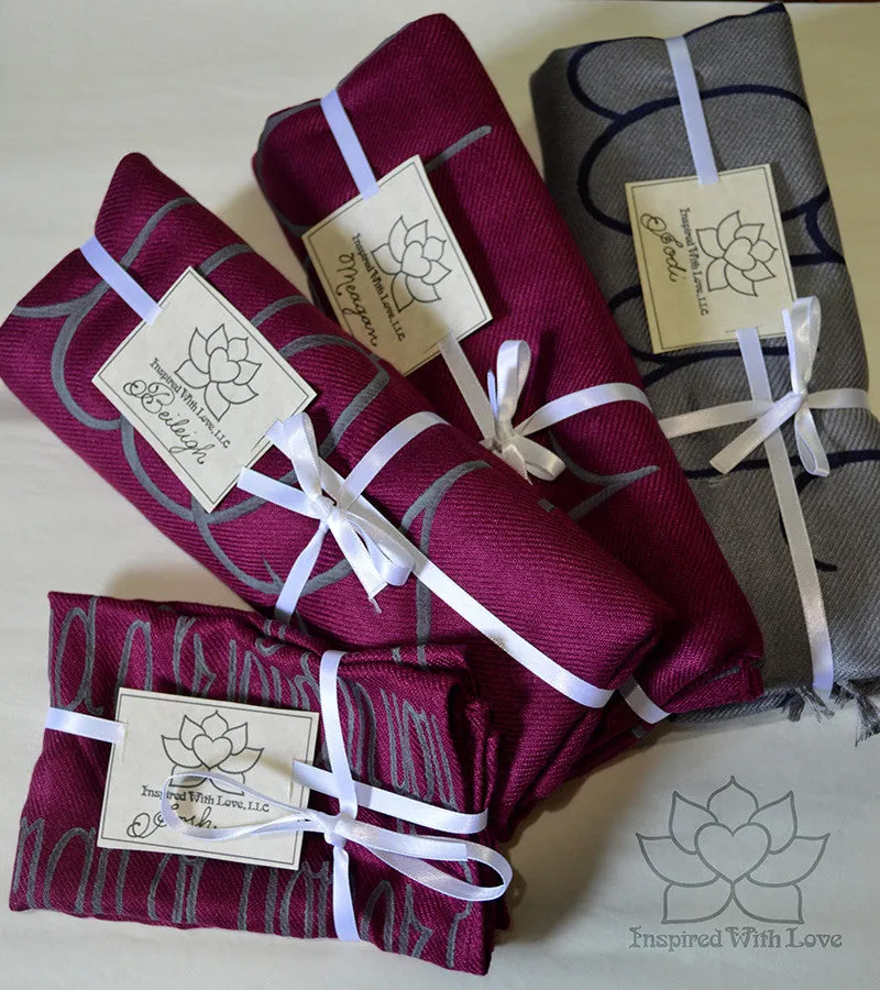 Custom Hand-painted Script Burgundy Pocket Square - Made to Order