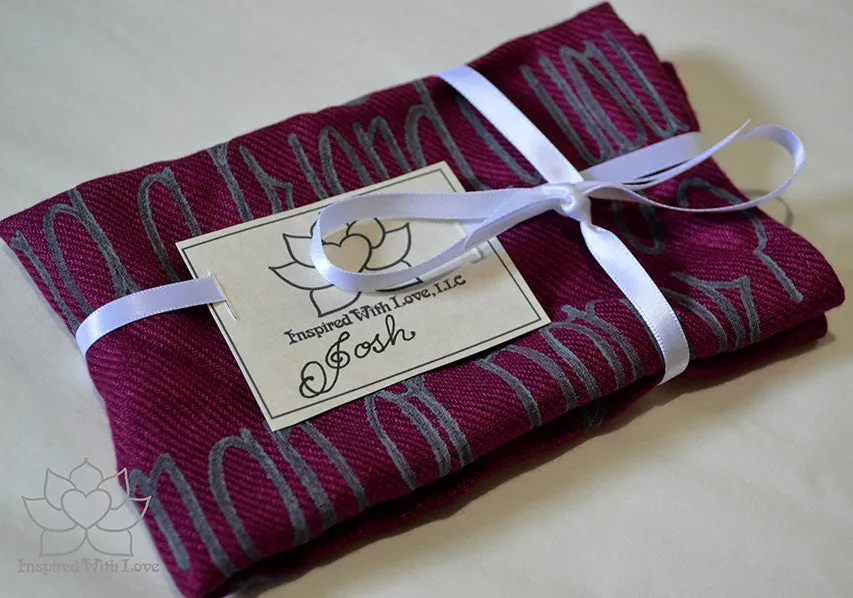 Custom Hand-painted Script Burgundy Pocket Square - Made to Order