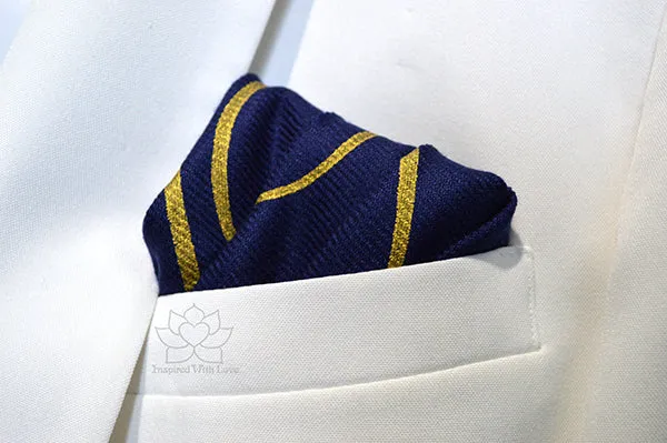 Custom Hand-painted Script Navy Pocket Square - Made to Order