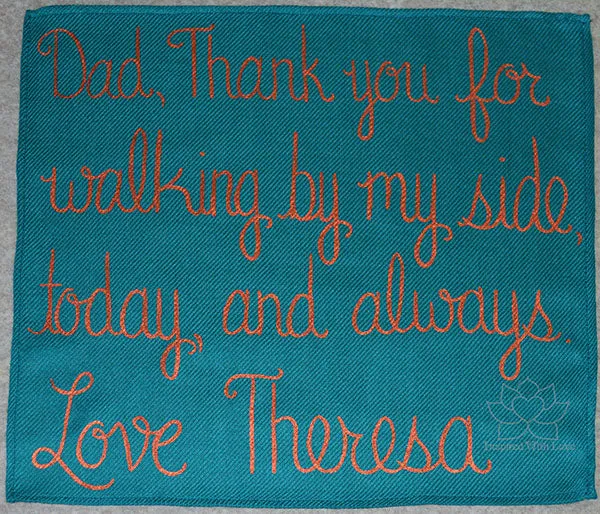 Custom Hand-painted Script Teal Pocket Square - Made to Order