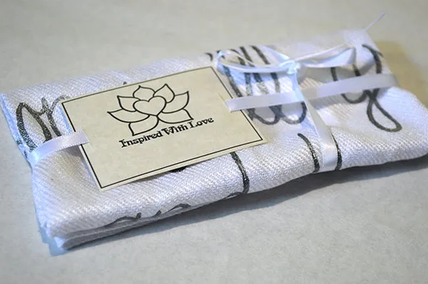 Custom Hand-painted Script White Pocket Square - Made to Order