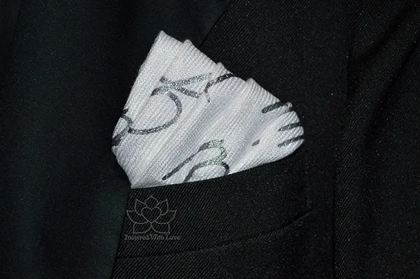 Custom Hand-painted Script White Pocket Square - Made to Order