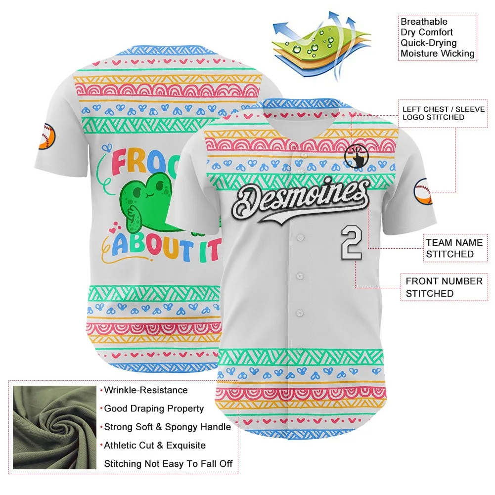 Custom White Black 3D Emi Bee Froget About It Authentic Baseball Jersey