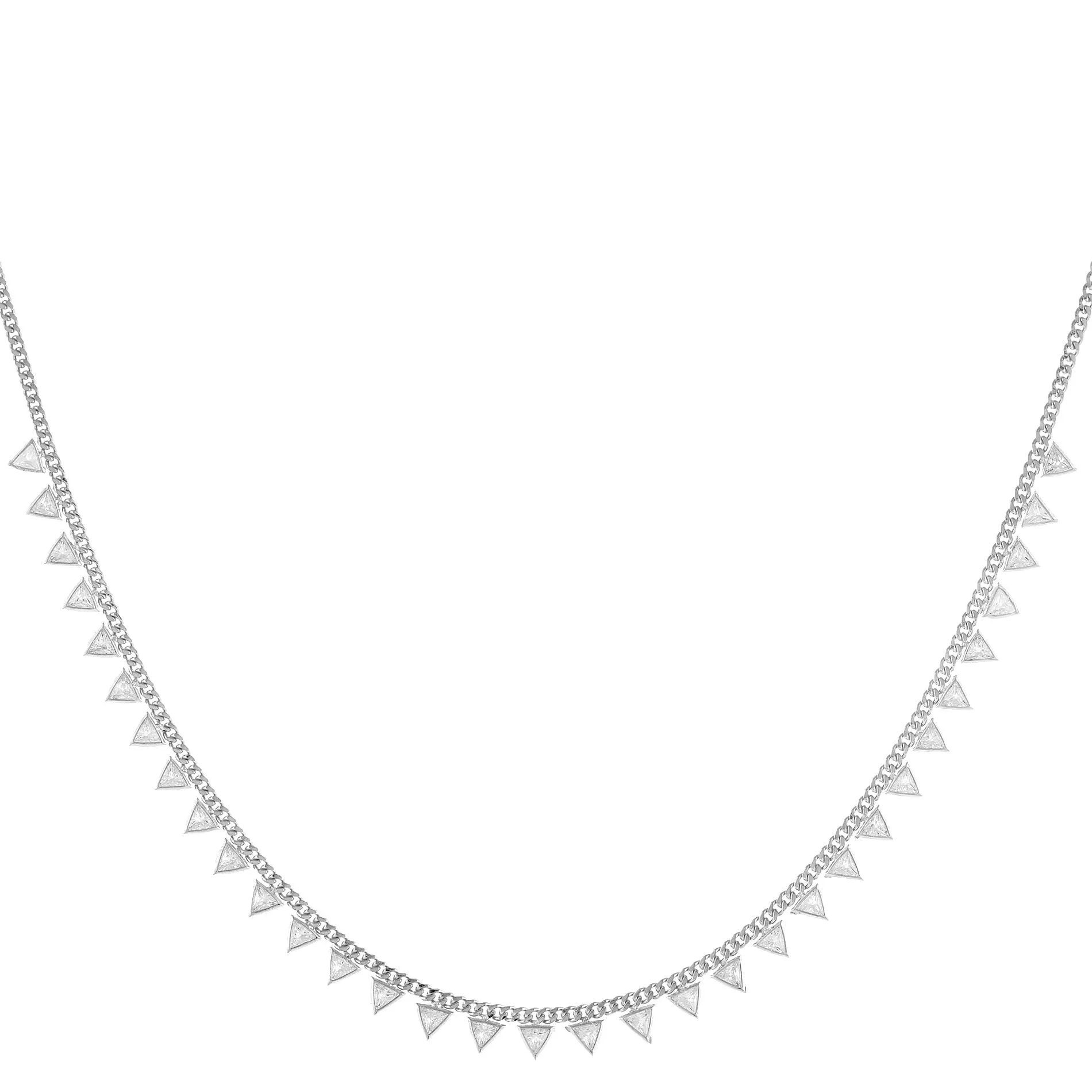 CZ Triangle Cuban Chain Necklace