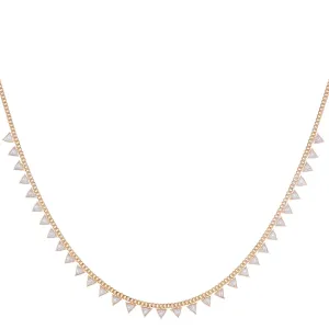 CZ Triangle Cuban Chain Necklace