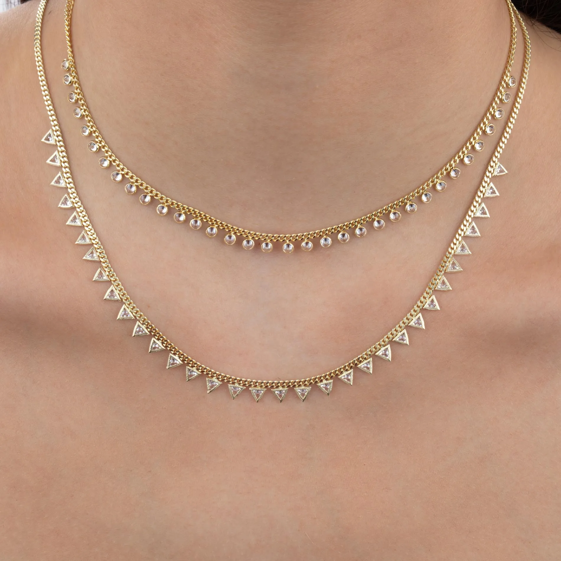 CZ Triangle Cuban Chain Necklace