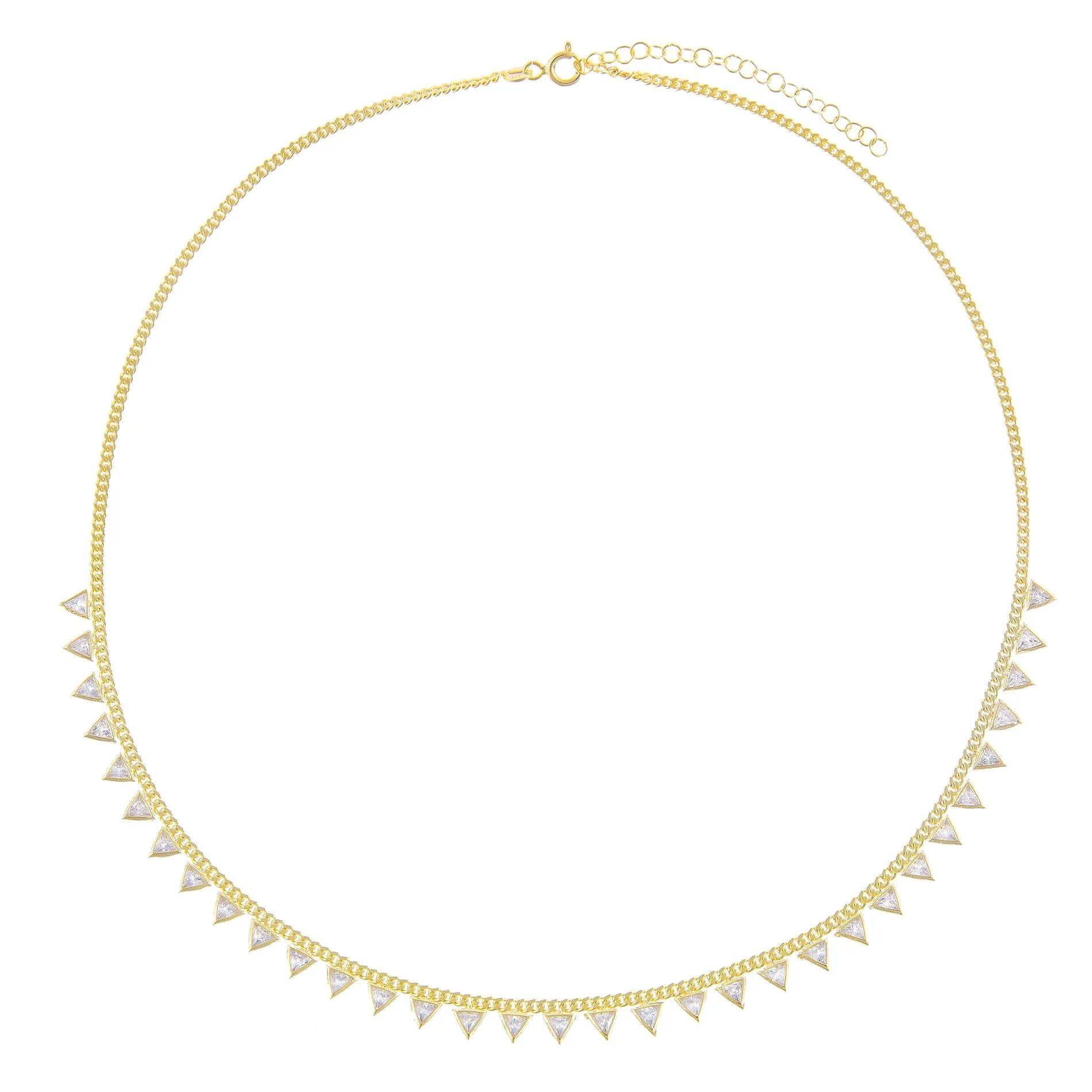 CZ Triangle Cuban Chain Necklace
