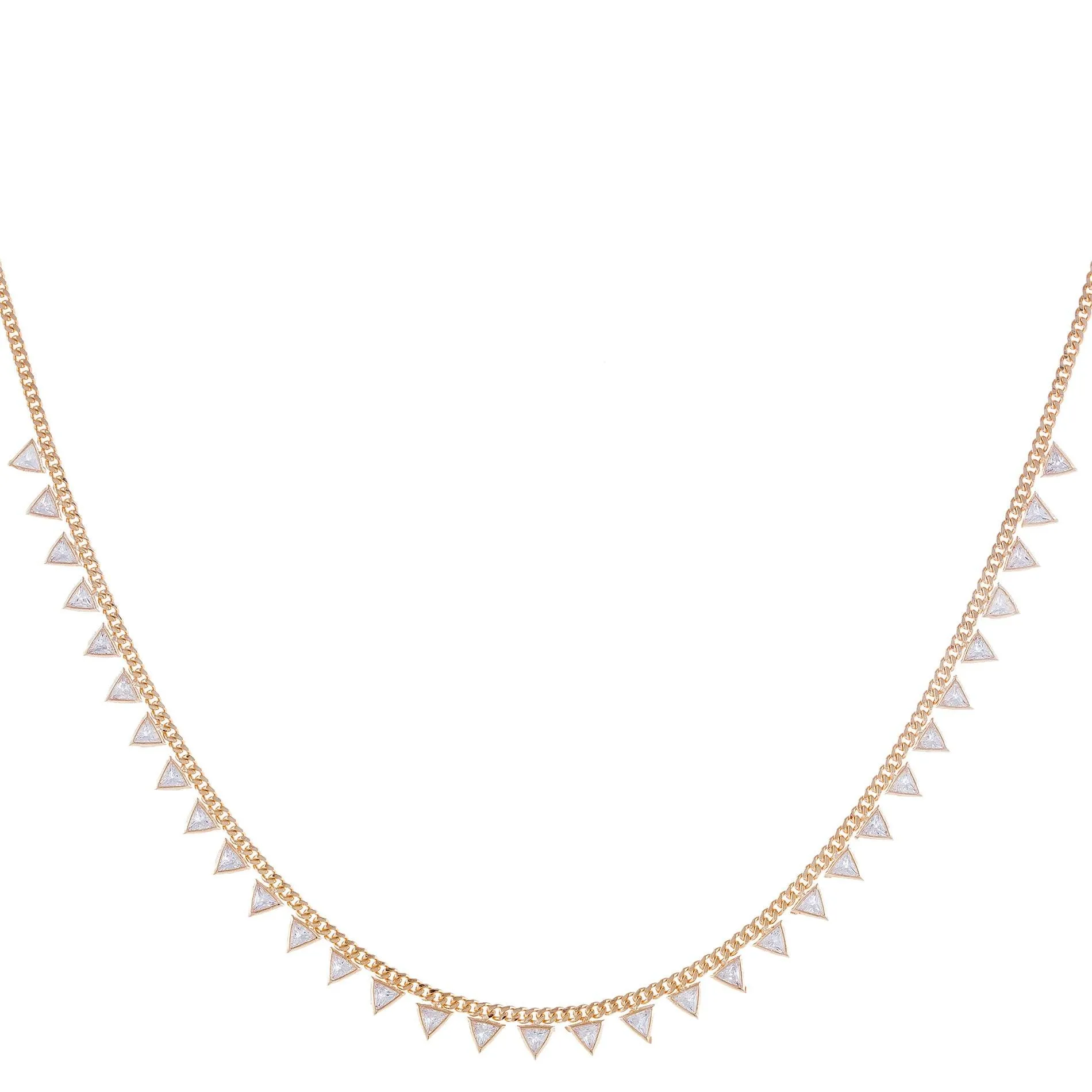 CZ Triangle Cuban Chain Necklace