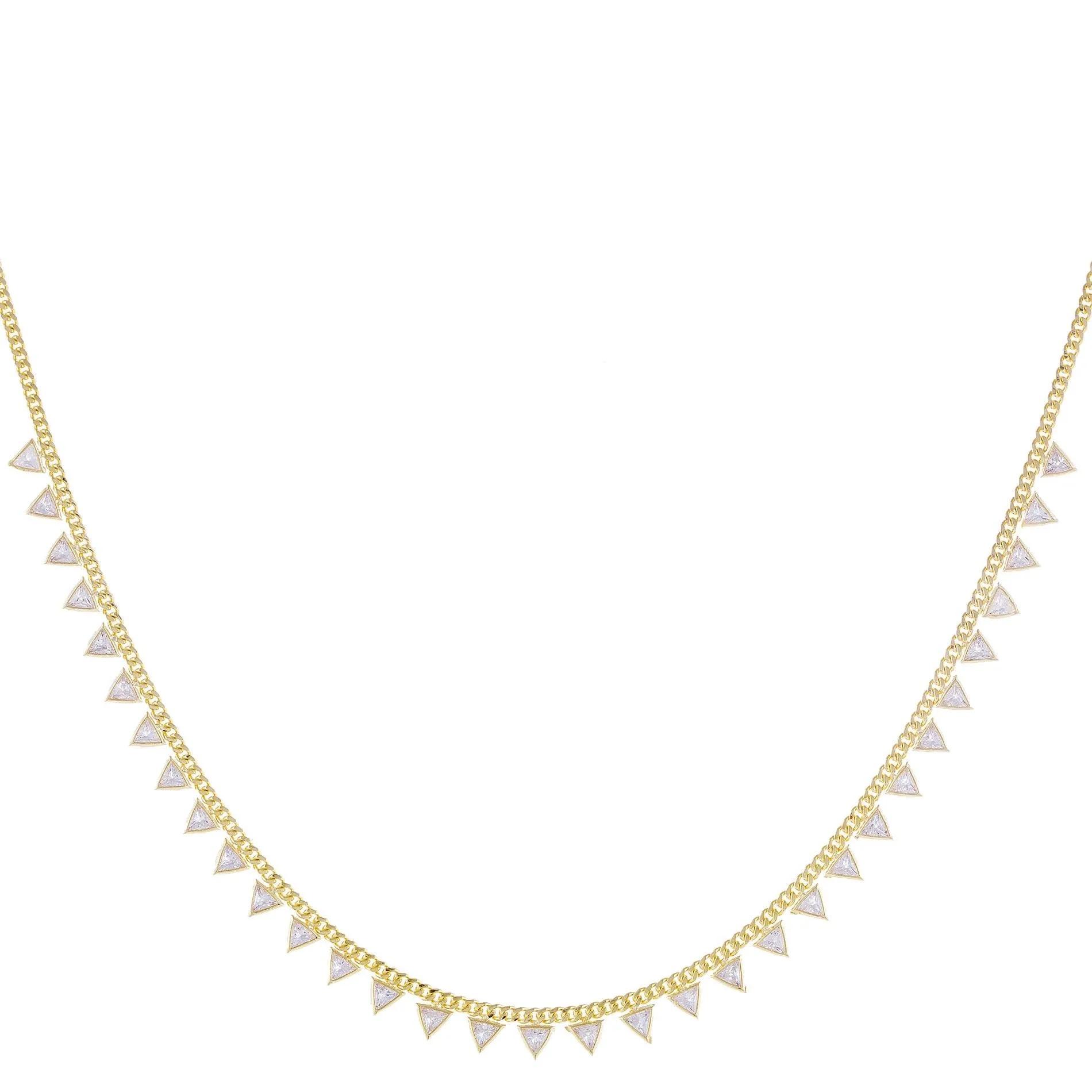 CZ Triangle Cuban Chain Necklace