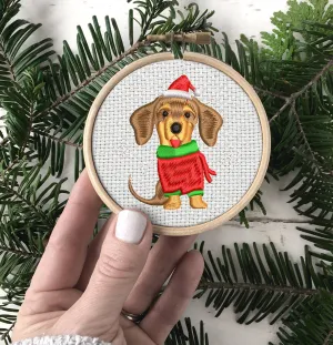 Dachshund Embroidered Christmas Ornaments