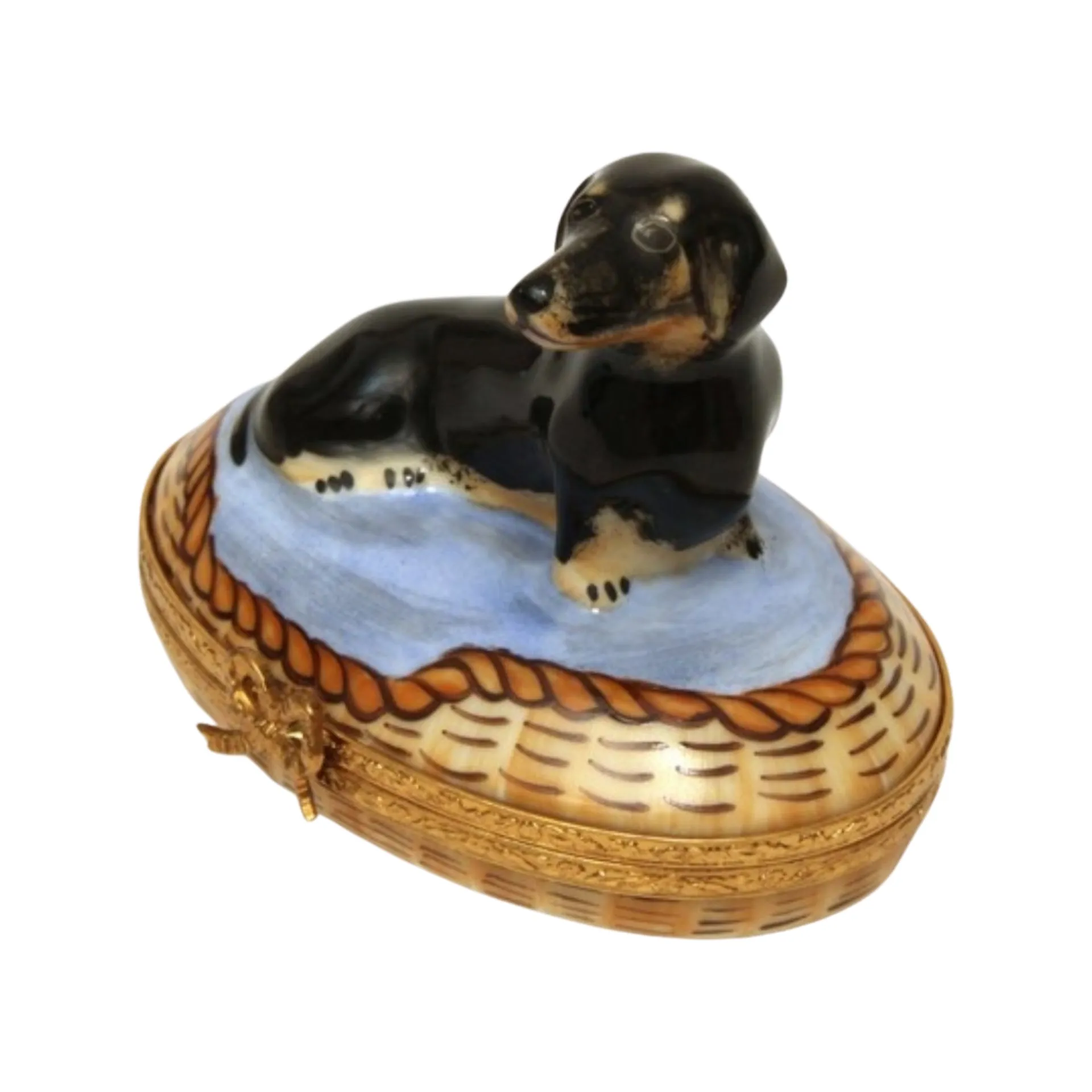 Dachshund In Basket: Black Dog