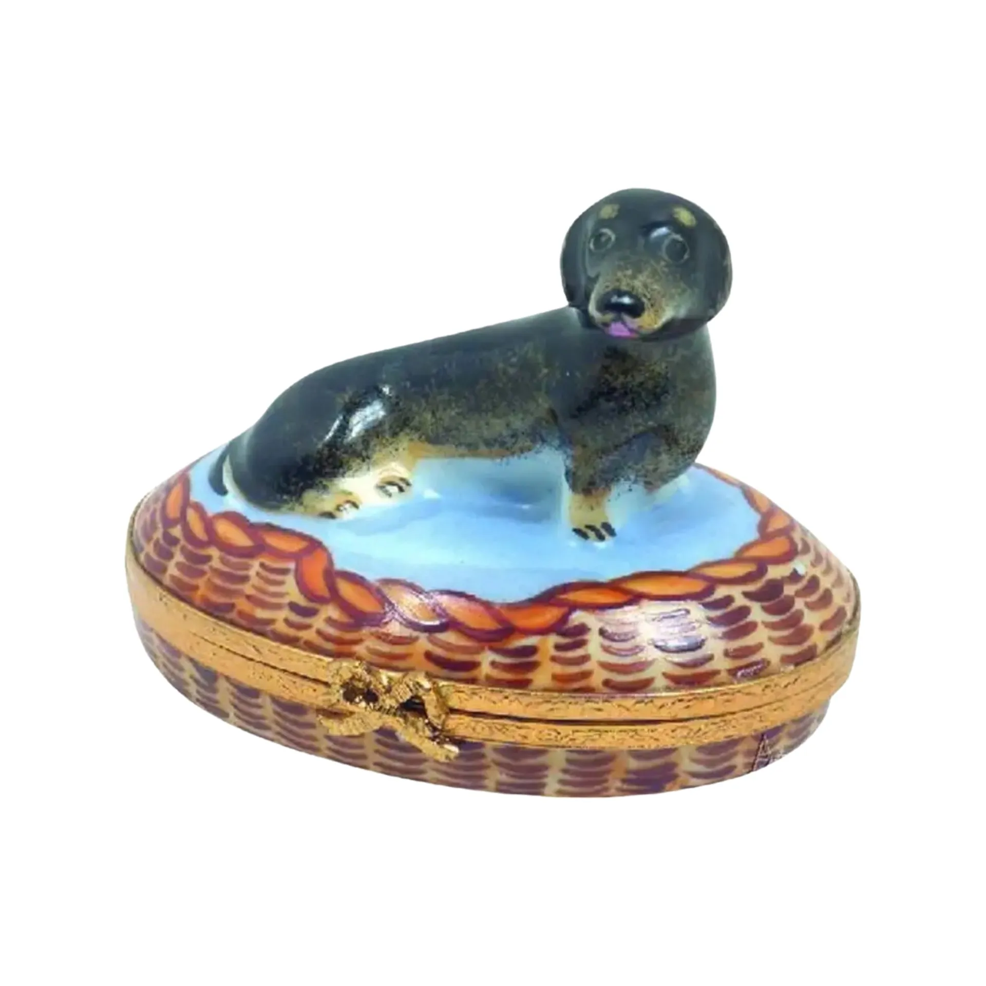 Dachshund In Basket: Black Dog