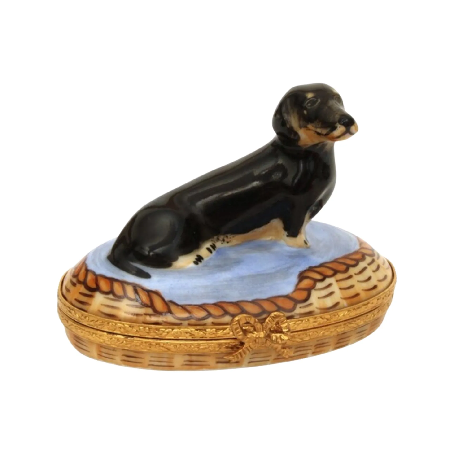 Dachshund In Basket: Black Dog
