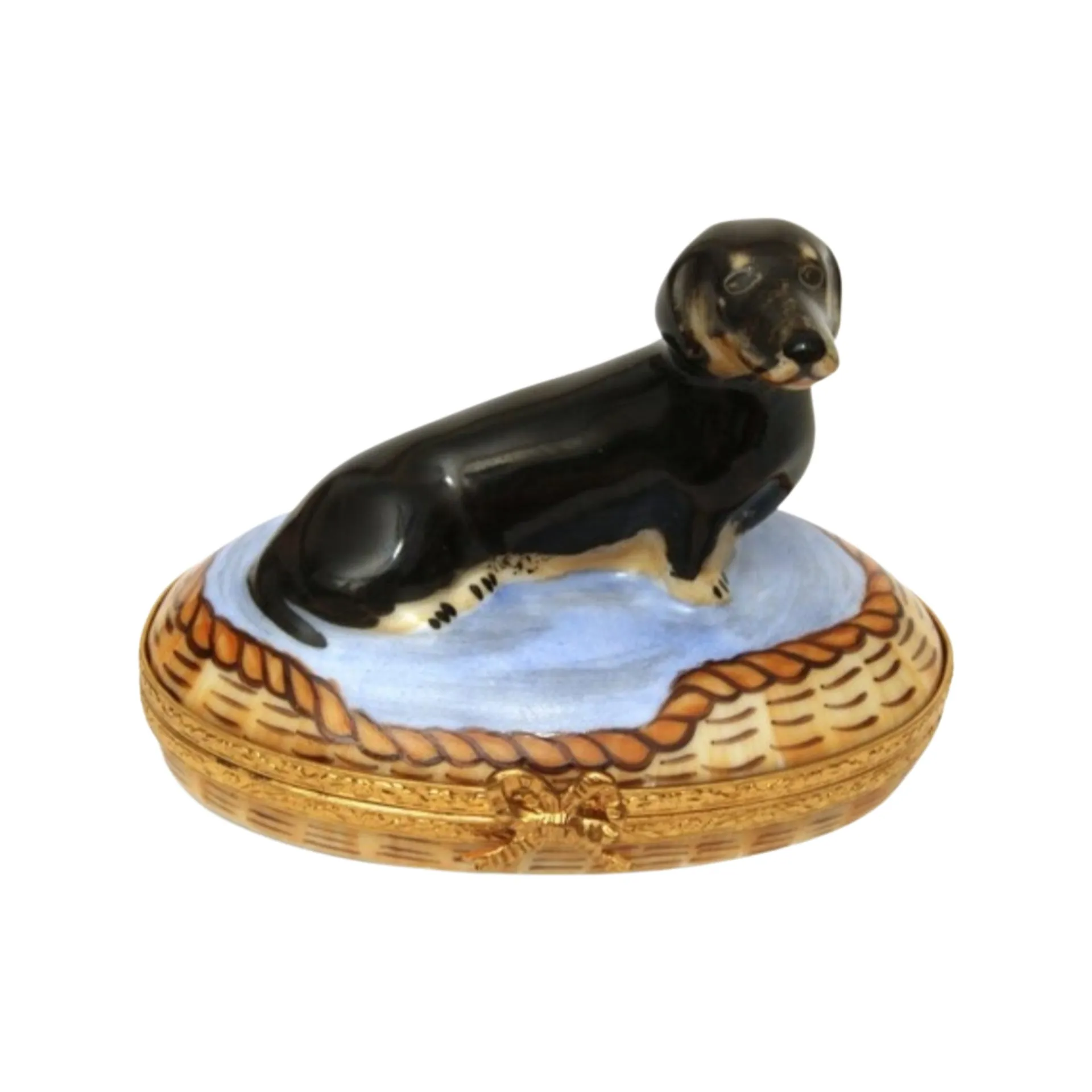 Dachshund In Basket: Black Dog