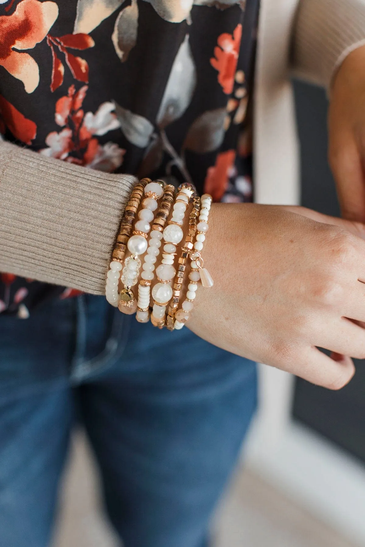 Dazzling Smiles Stackable Bracelet Set- Natural